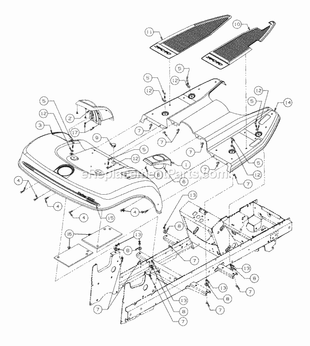 Fender And Running Board Diagram and Parts List for 13A-224F100 Cub Cadet Lawn Tractor